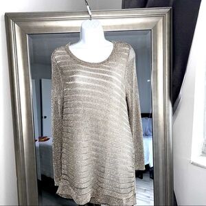 CHICO’S Silver Metallic Cardigan Sweater in Size S